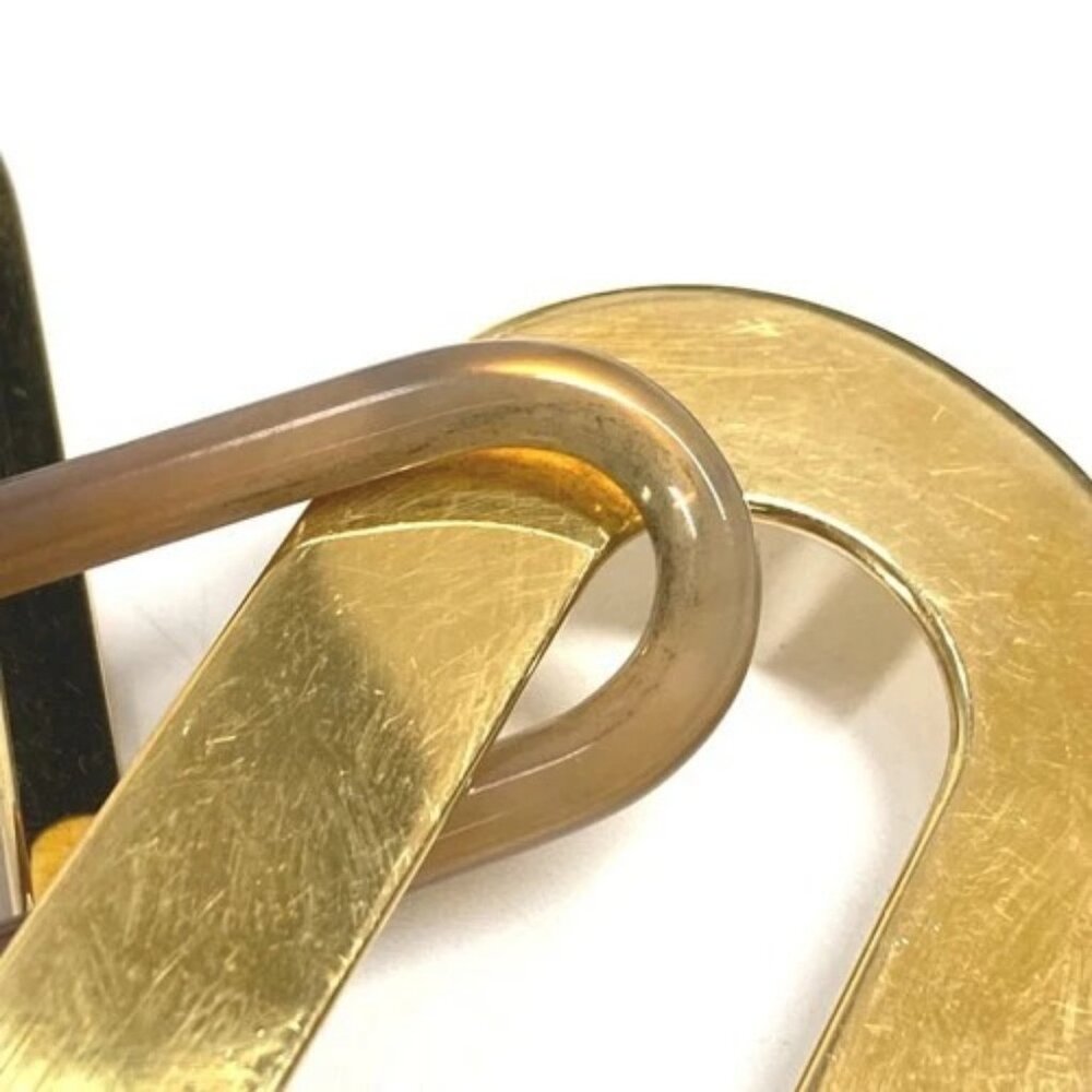 HERMES logo water buffalo Necklace Buffalo horn Brown/Gold - Picture 9 of 13